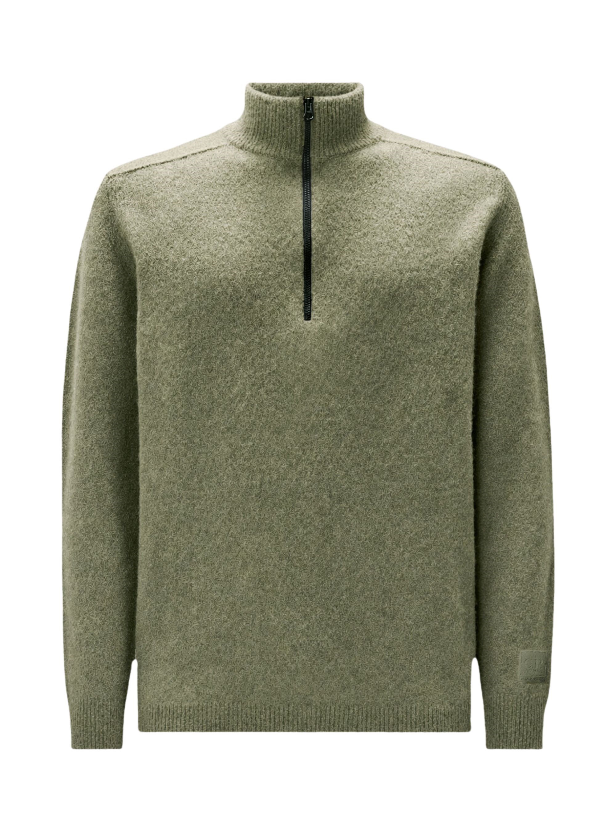 Metropolis Series Bouclè Extrafine Merino Half Zip Logo S