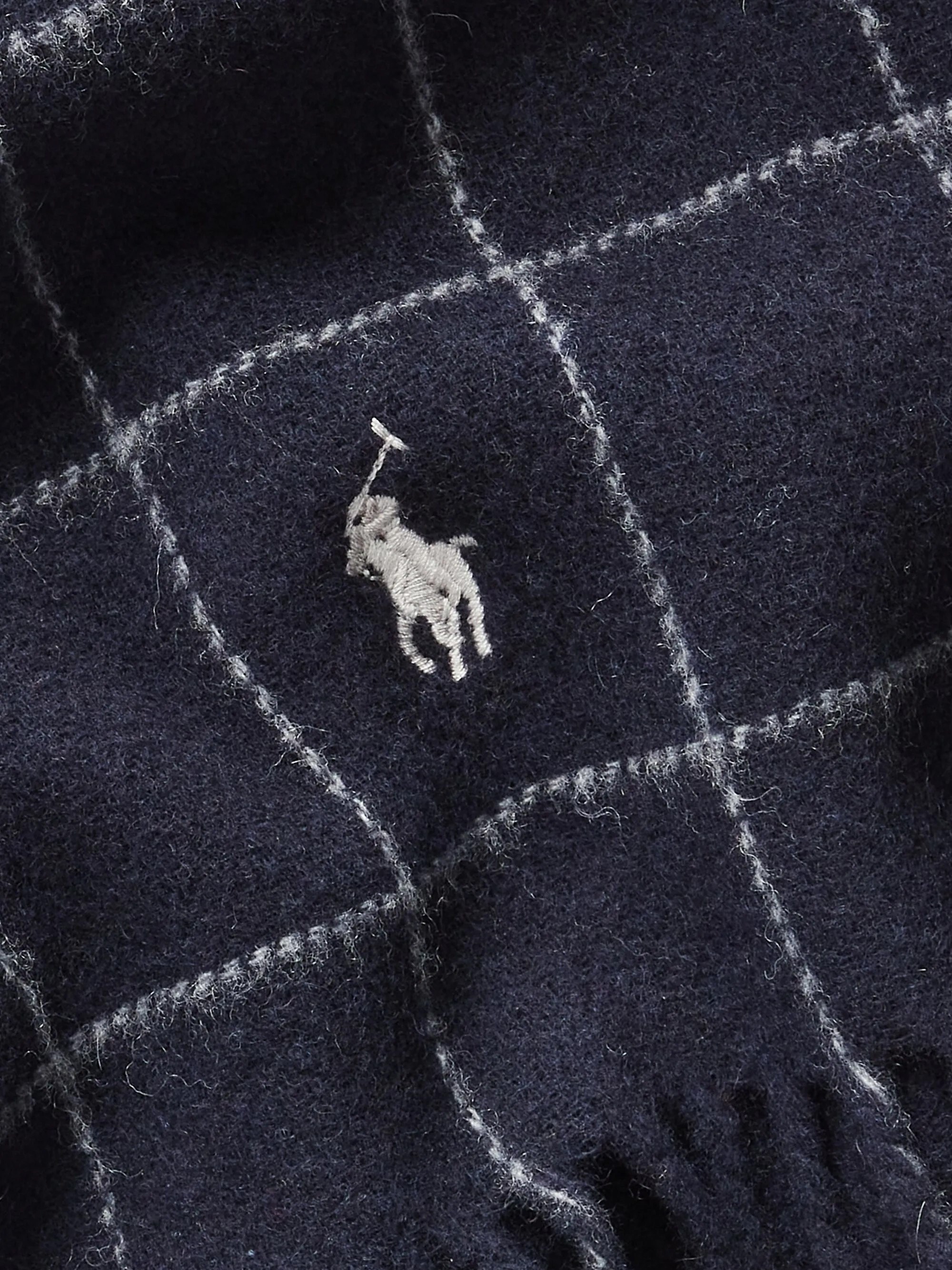 Polo Ralph Lauren Men's Navy Check Scarf - Image 2