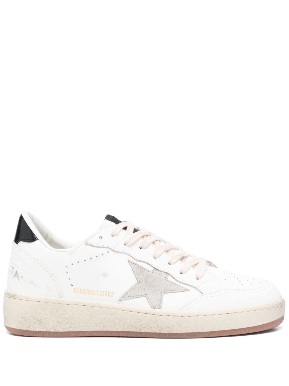 Golden Goose 'ballstar 2' White Low Top Sneakers With Star Patch On The Side And Contrasting Heel