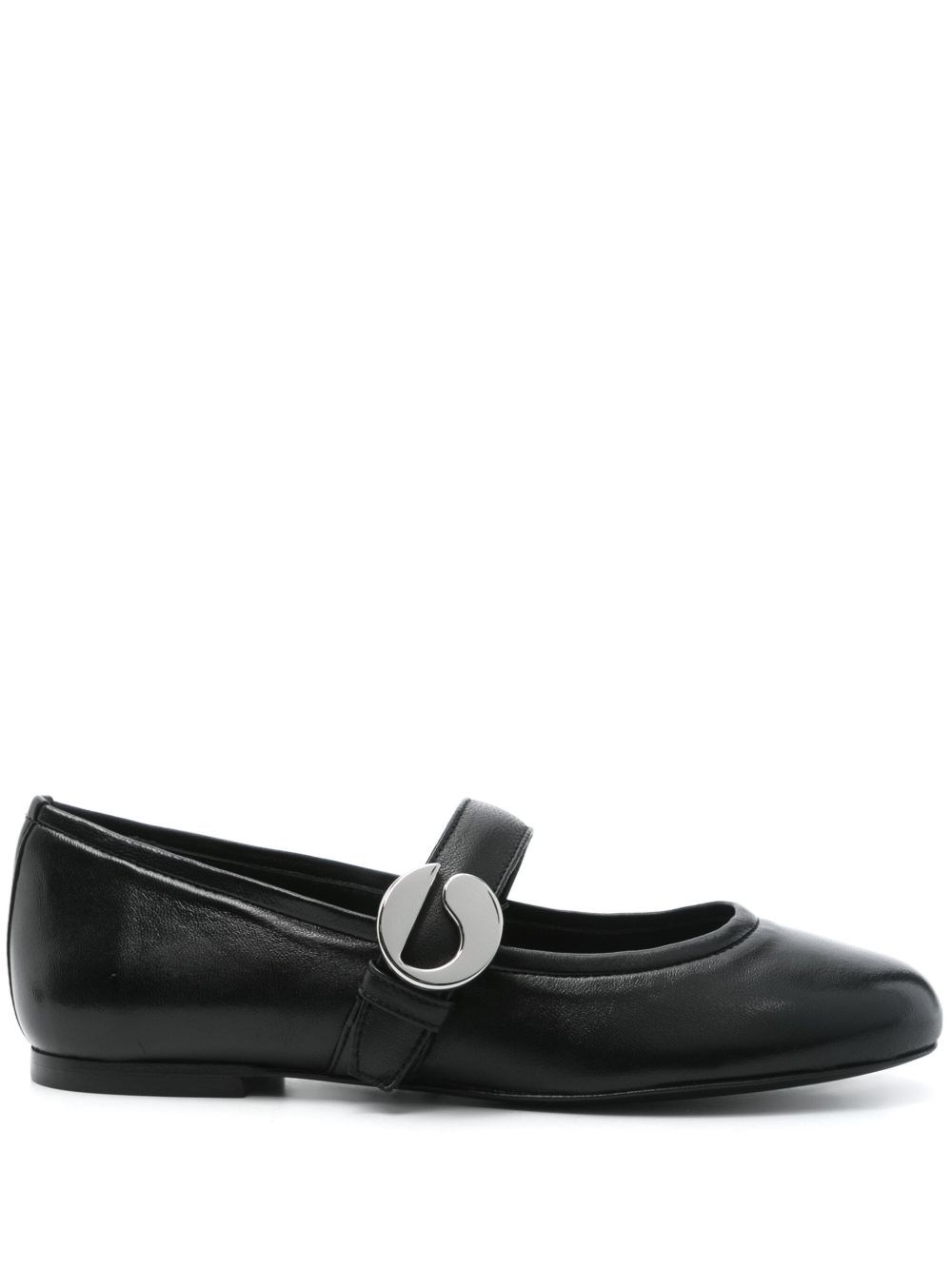 Coperni Calf Leather Ballerinas In Black With Logo-buckle Fastening