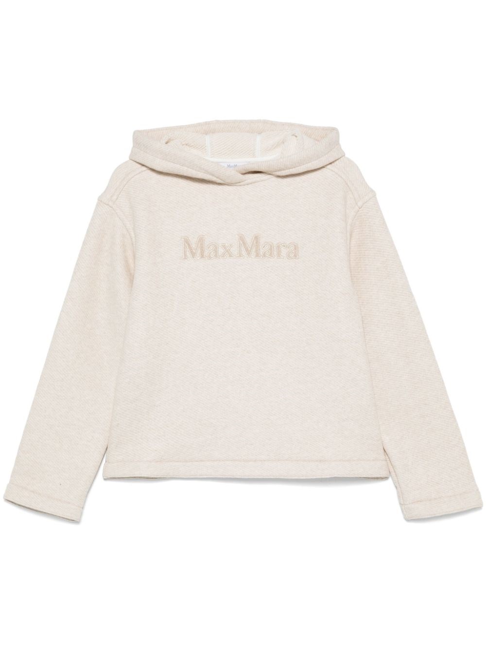 Max Mara Cropped Relaxed-fit Hoodie With Embroidered Logo