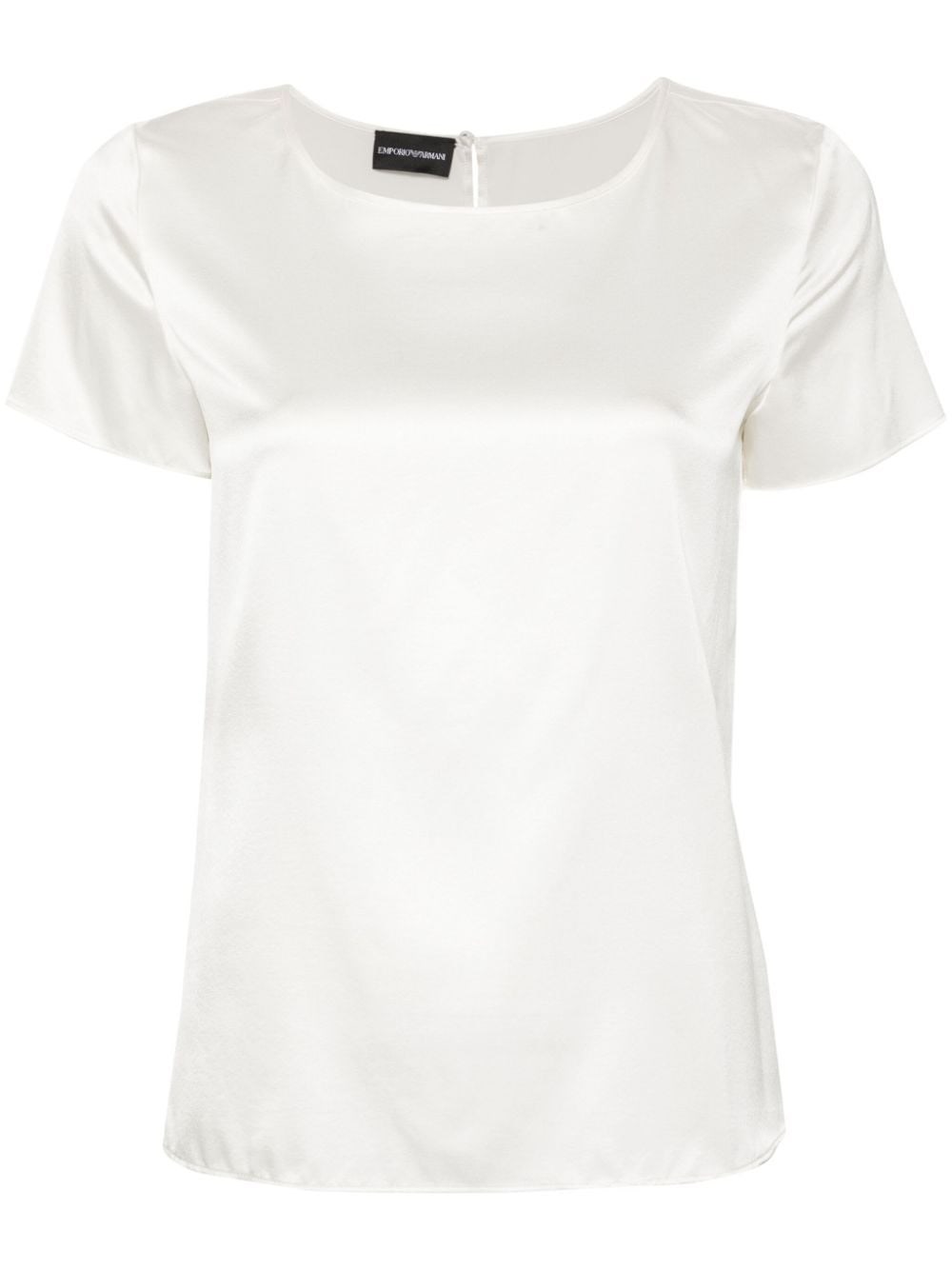 Emporio Armani White Stretch Silk T-shirt With Rear Key-hole