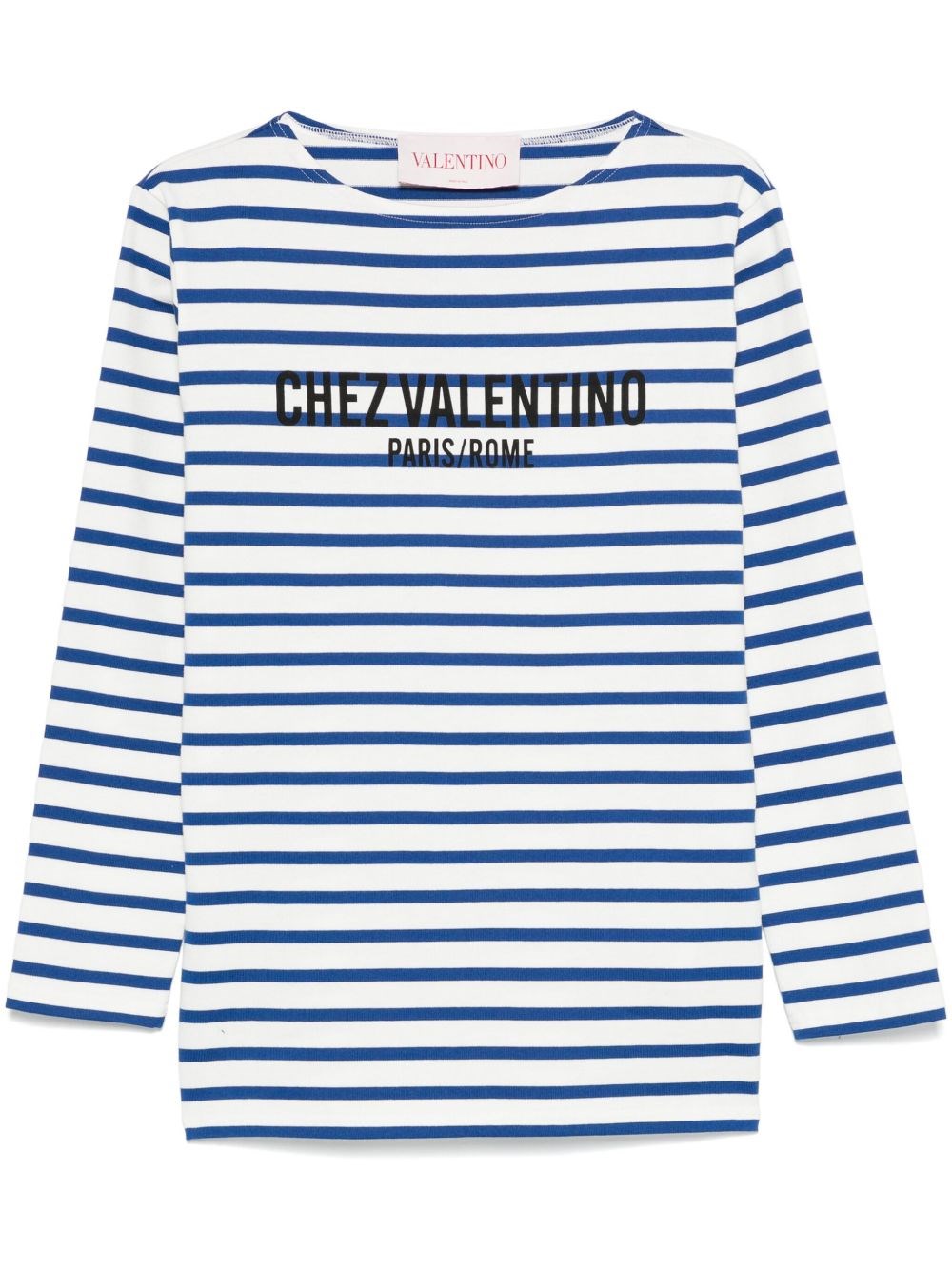 Valentino Long Sleeve Cotton T-shirt With Striped Pattern