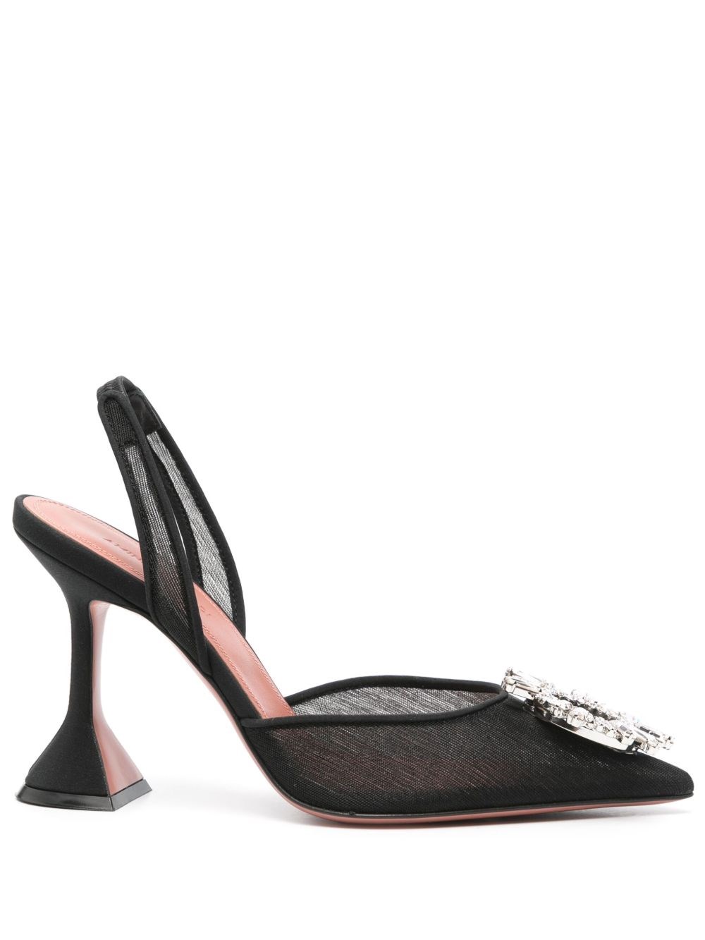 Amina Muaddi Pointed Toe Embellished Heel Sandals
