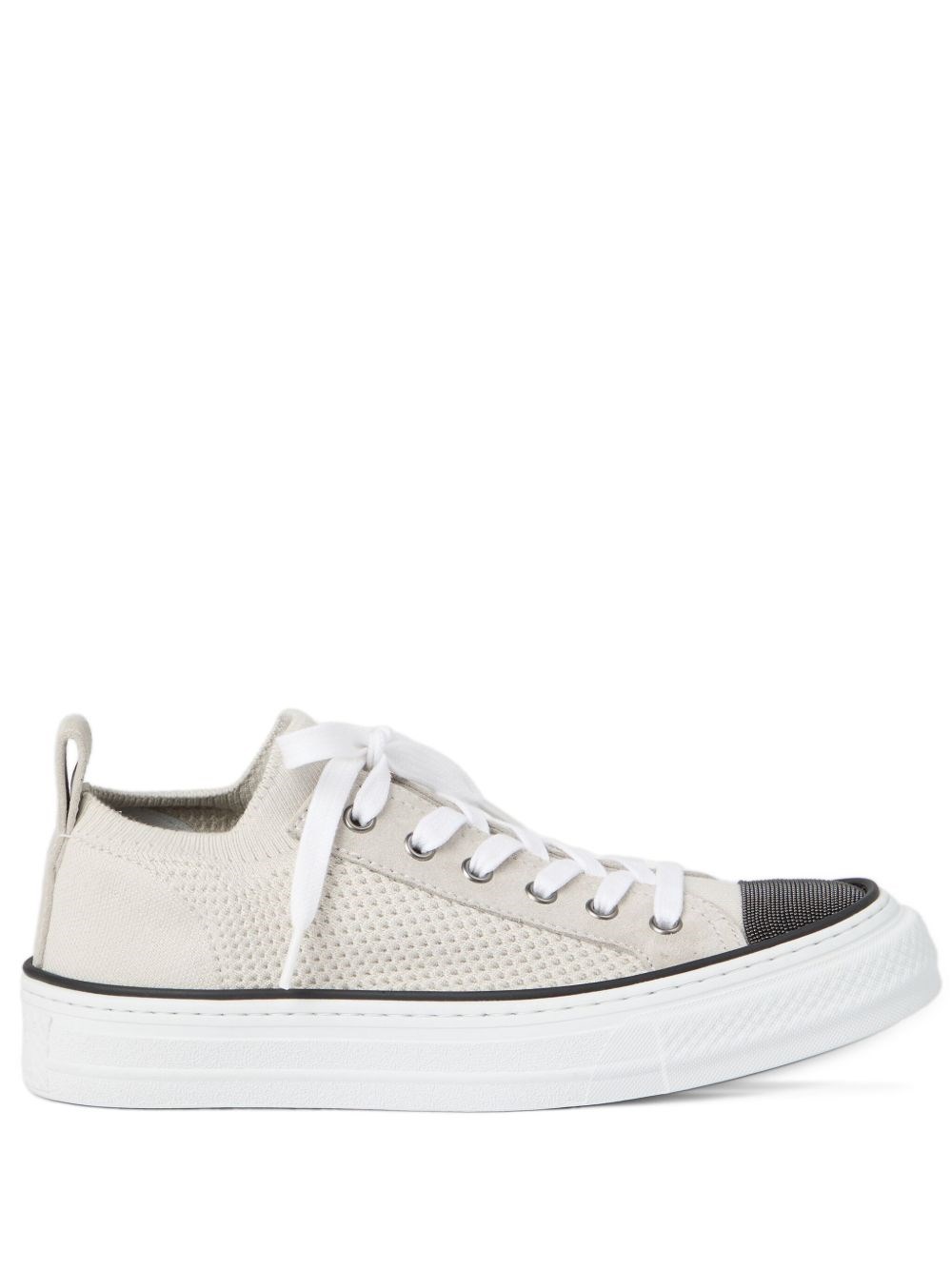 Brunello Cucinelli White Low Top Sneaker With Tab On The Heel
