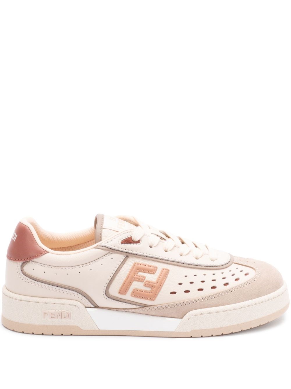 Fendi Leather Sneakers With Contrast Heel Tab