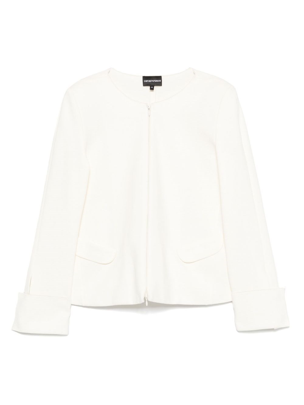 Emporio Armani Cotton Blazer Jacket With Shoulder Pads And Side Slit Pockets