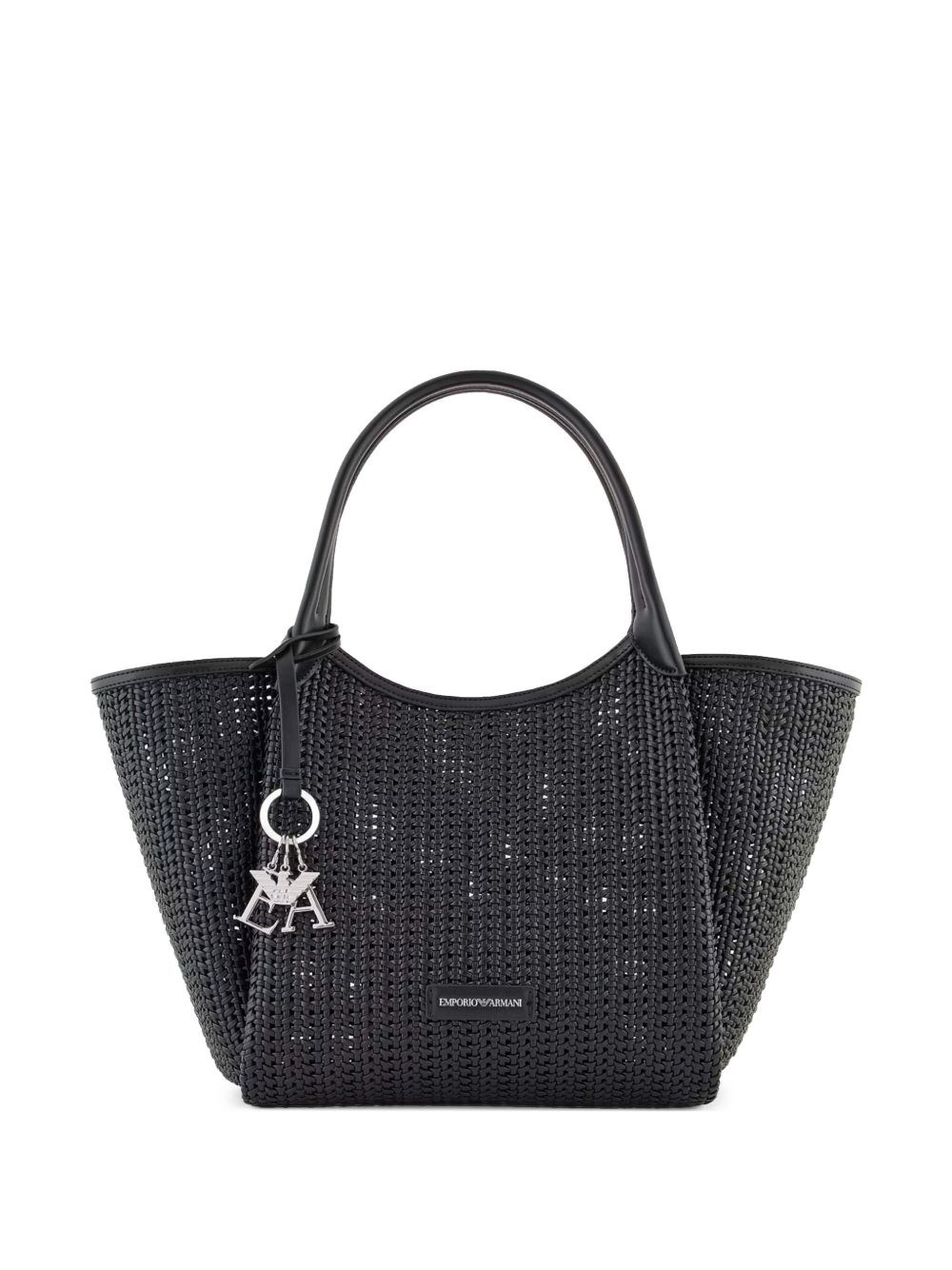 Emporio Armani Interwoven Shopper Bag With Logo Charm