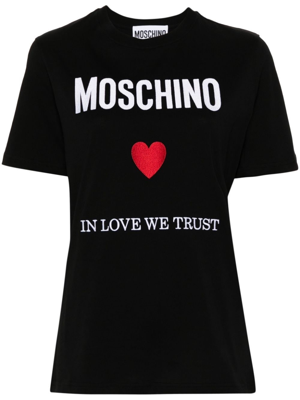 Moschino Black Regular Fit T-shirt With Logo And Heart Graphic