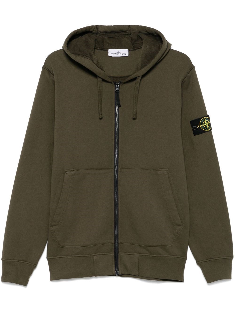 Logo Cotton Zipped Hoodie - Stone Island - Modalova