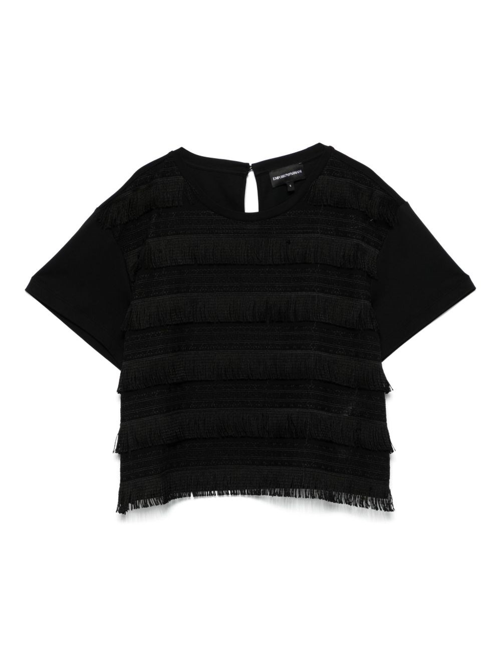 Emporio Armani Crew Neck Fringe T-shirt Keyhole Back