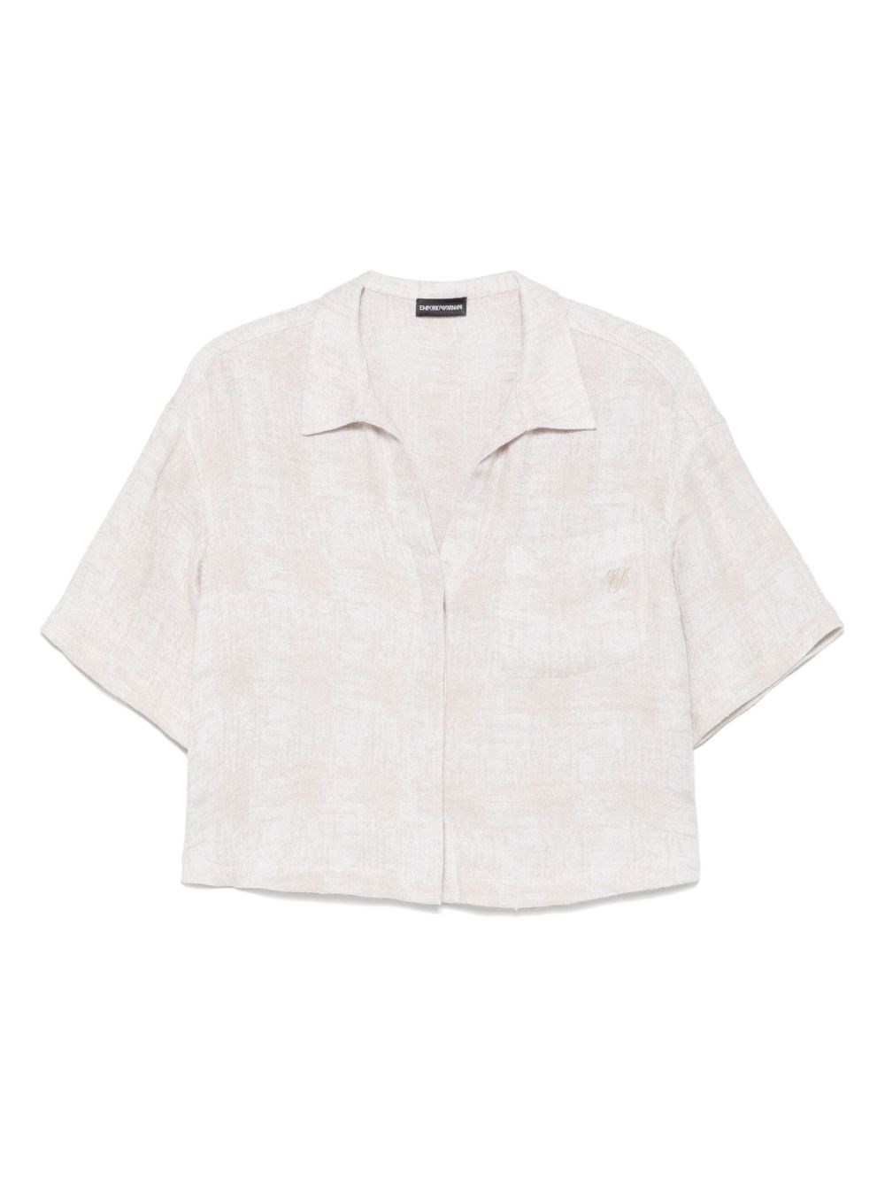 Emporio Armani Linen Short Sleeve Cropped Shirt