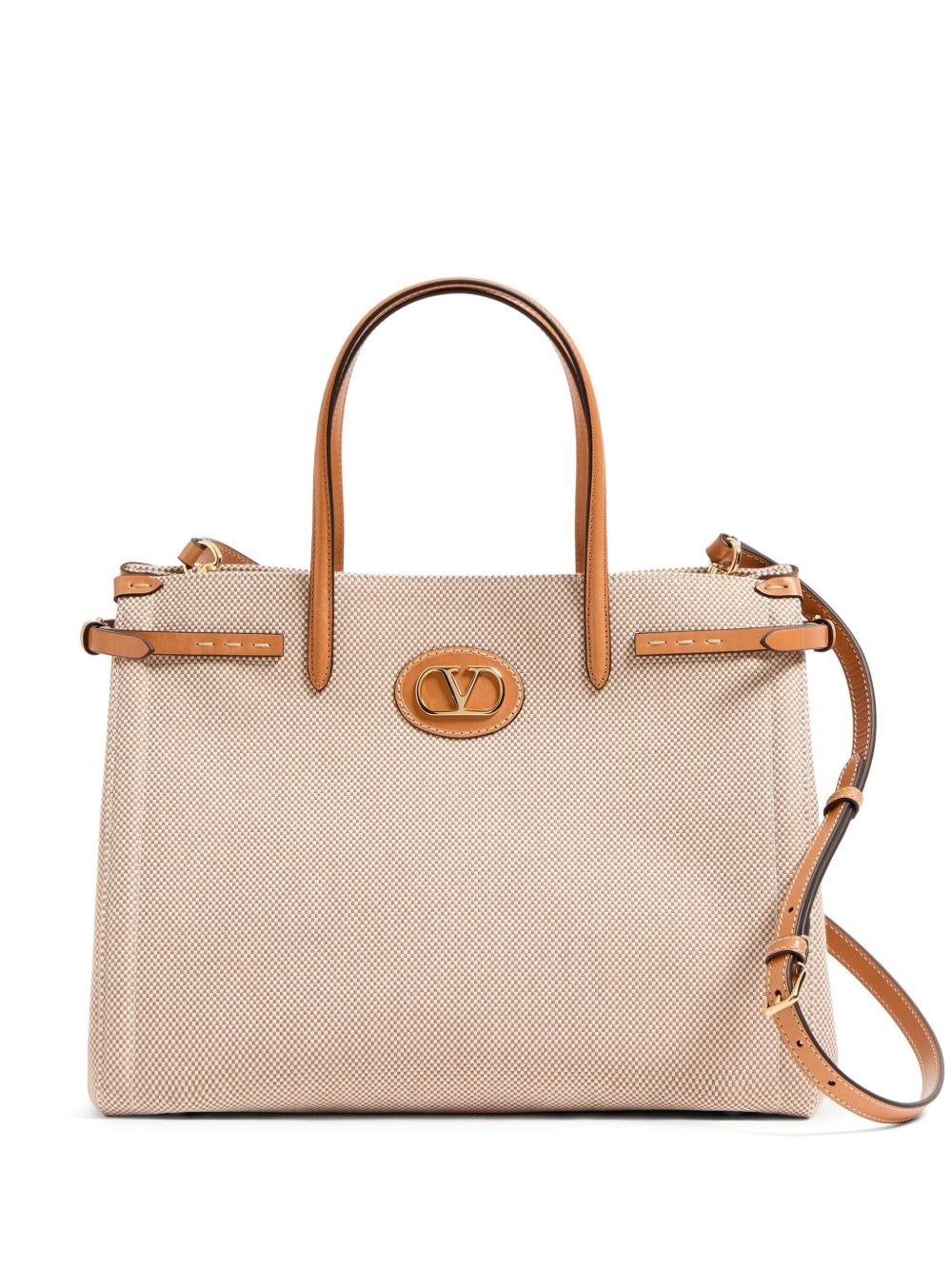 Valentino Antibes Medium Canvas Shopping Tote Bag
