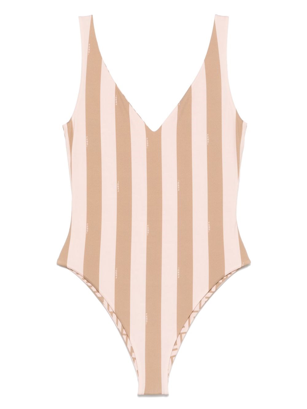 Fendi Striped Swimsuit High-cut Leg