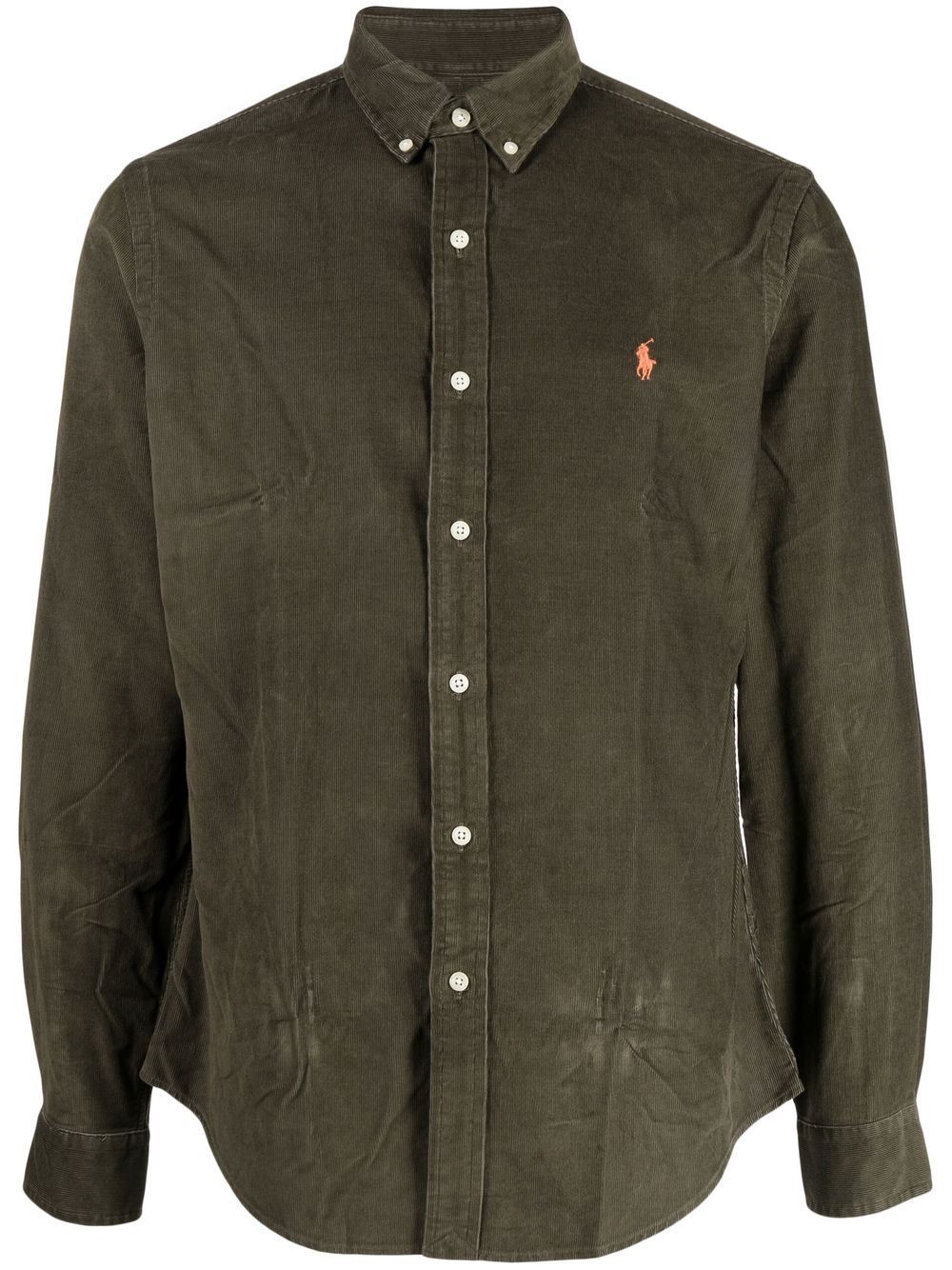Polo Ralph Lauren Olive Green Cotton Shirt With Signature Polo Pony Motif