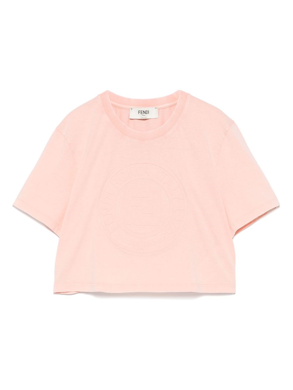 Fendi Peach Crewneck Cropped T-shirt