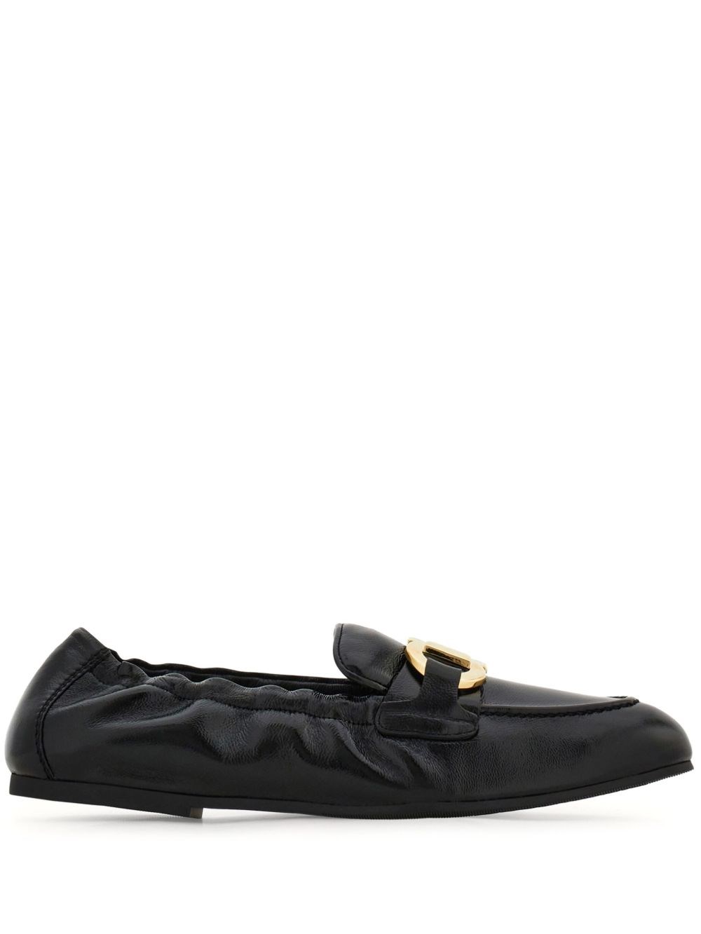 Ferragamo Gancini Leather Loafers With Round Toe