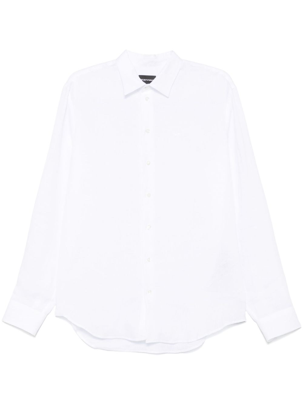 Emporio Armani Cotton Shirt With Button-down Collar And Curved Hem