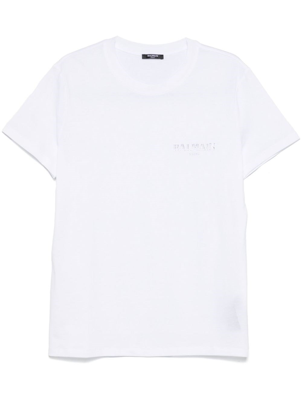 Balmain White Crewneck T-shirt With Logo Lettering On The Front In Cotton Man