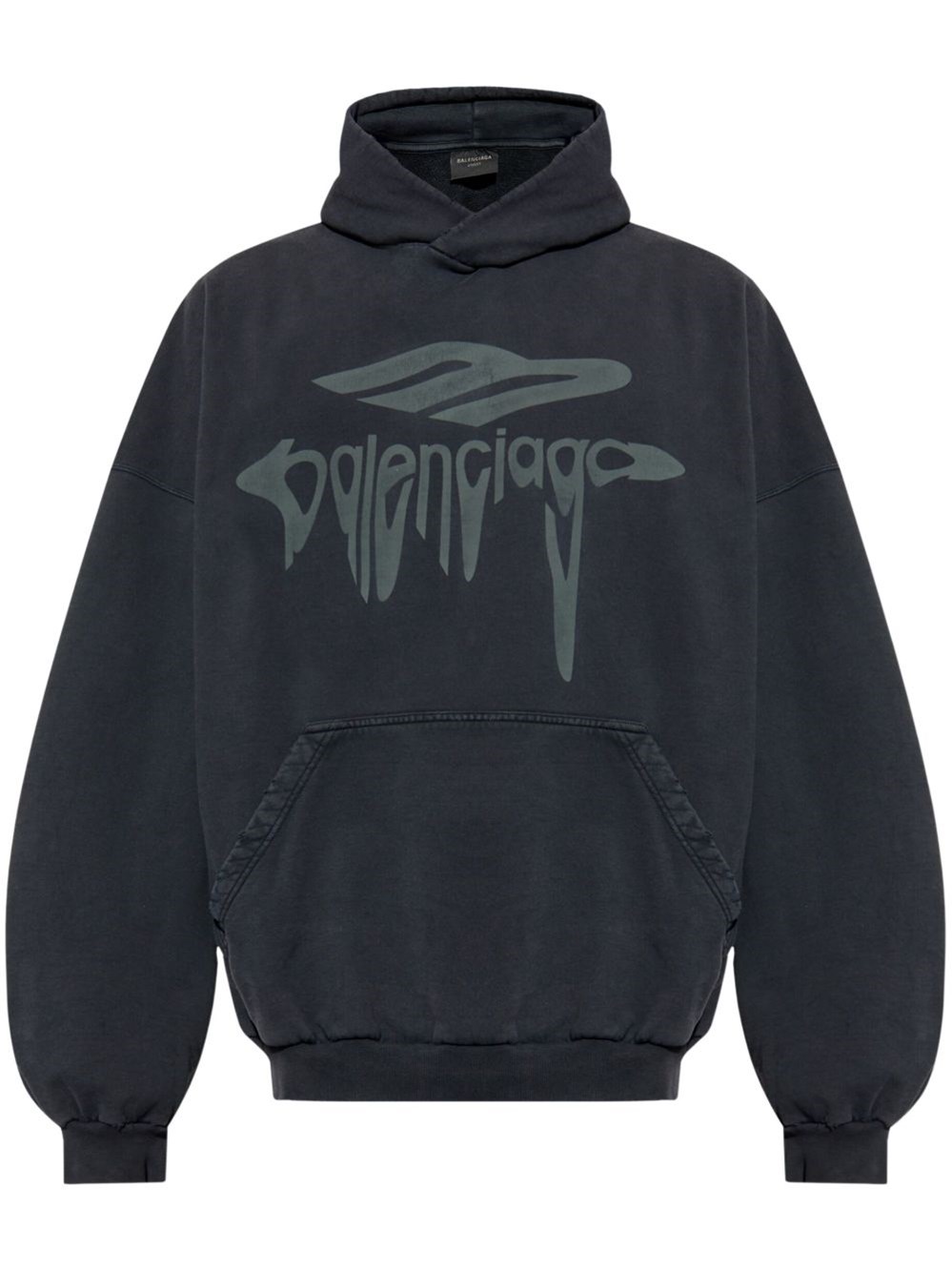 Balenciaga 3b Liquified Black Faded Sweatshirt
