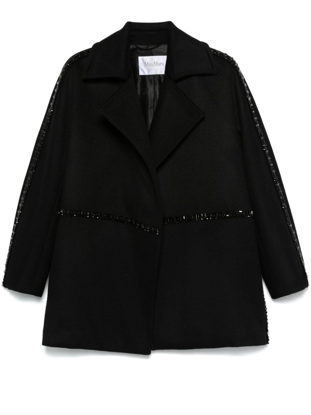 Max Mara Luxe Wool Coat Crystal Embellishment