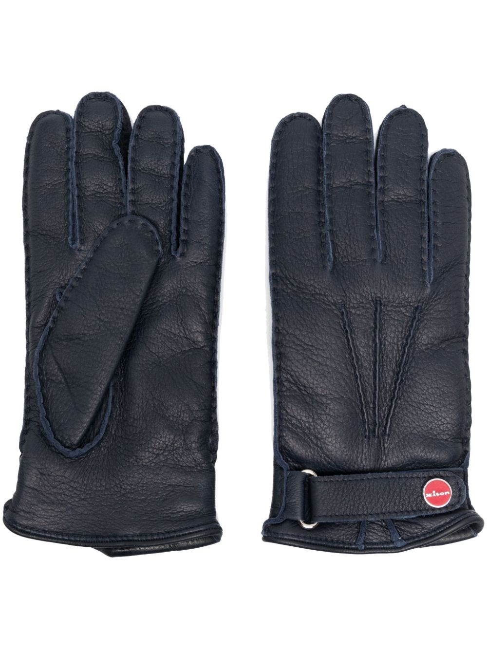 Kiton Men Leather Gloves In Blue