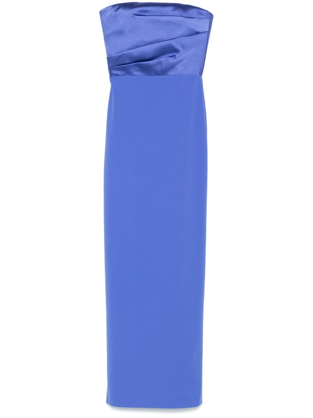 Solace London Afra Strapless Gathered Satin-twill And Crepe Gown