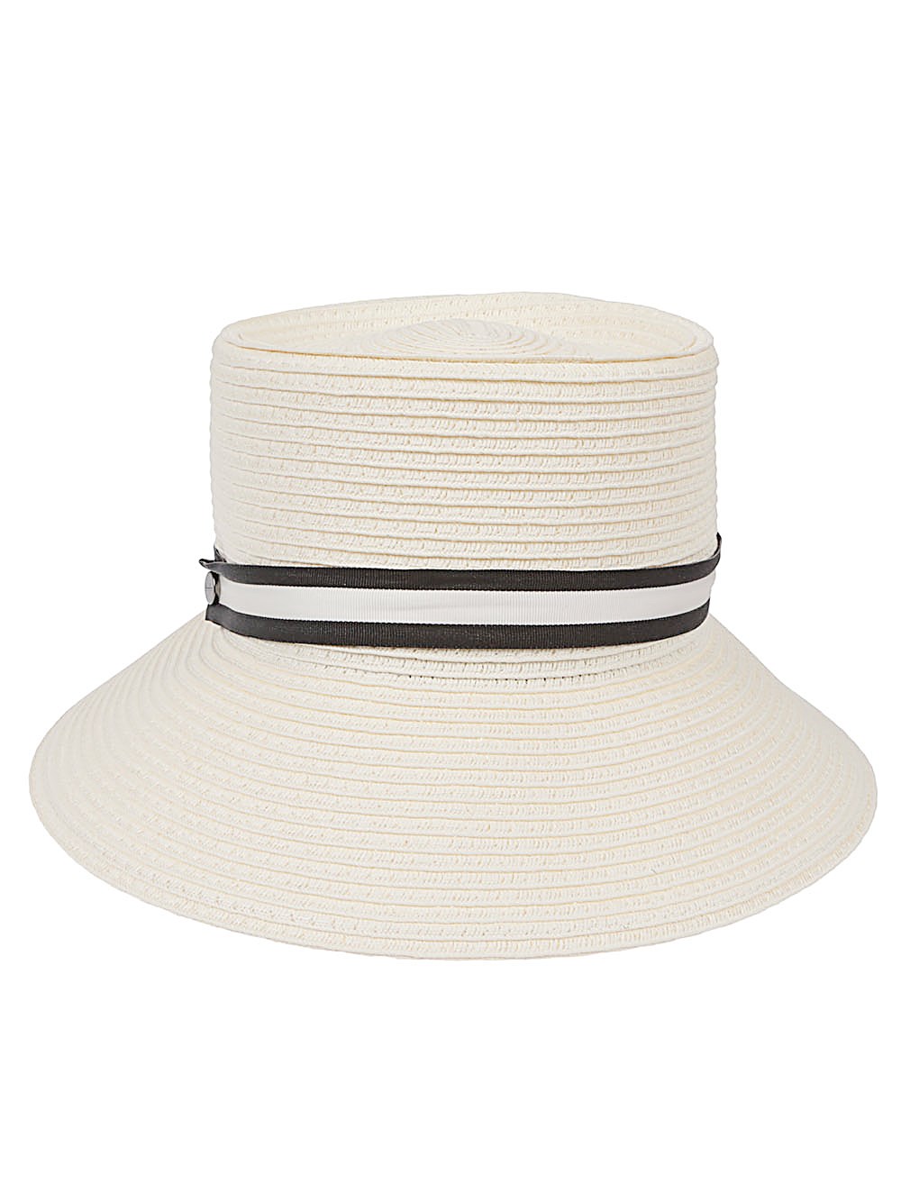 Borsalino Striped Band Ribbon Detail Wide Brim Hat