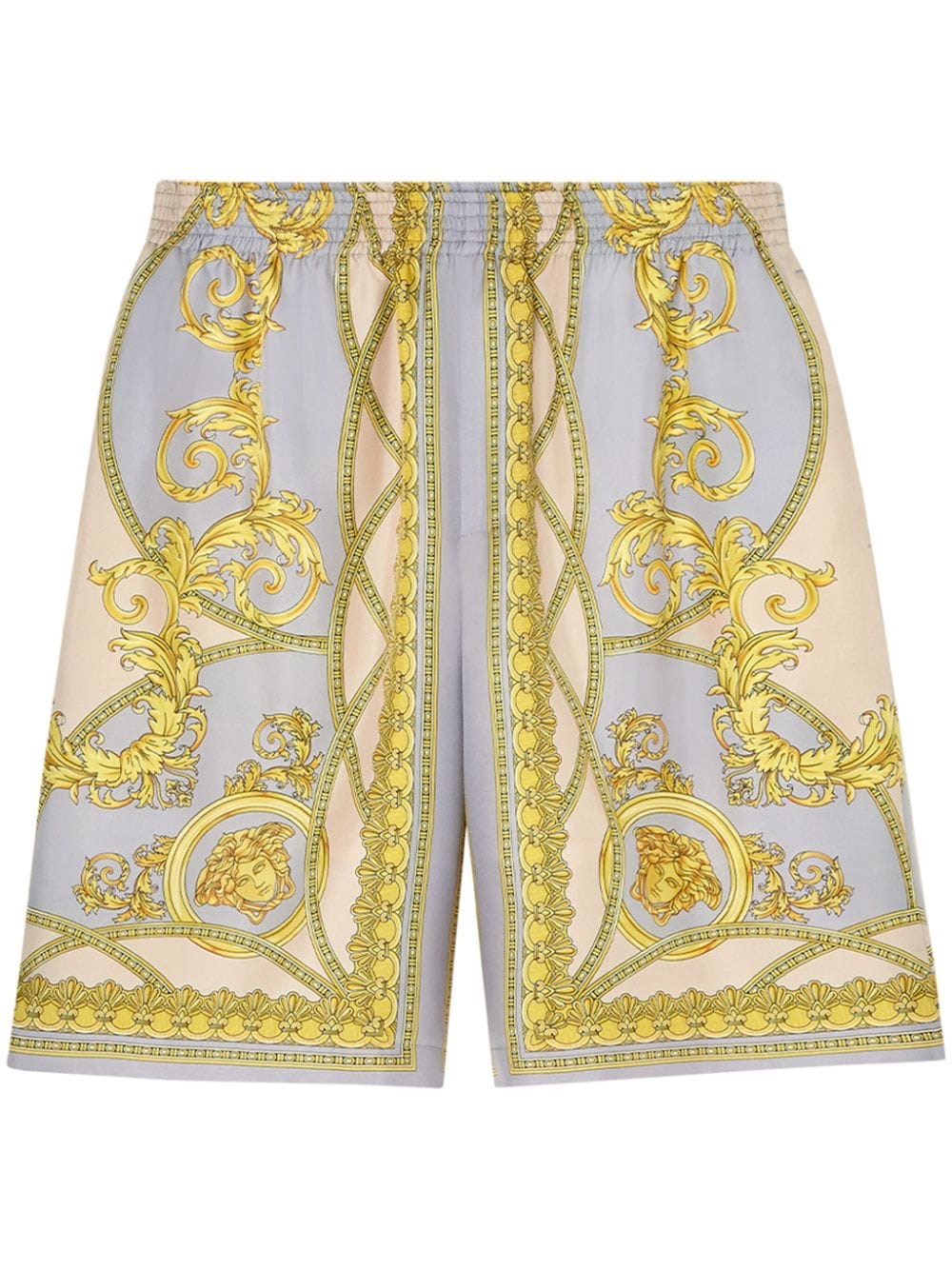 Versace La Coupe Des Dieux Print Silk Shorts