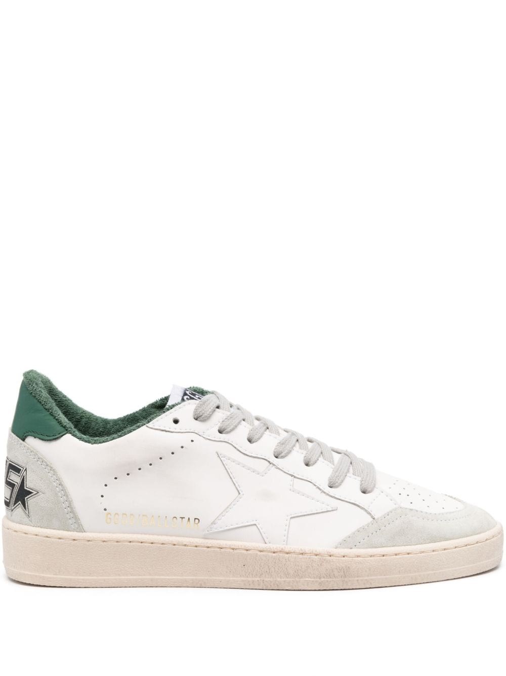 Golden Goose White Cow Leather Vamp Sneakers With Unique Used And Dirty Effect