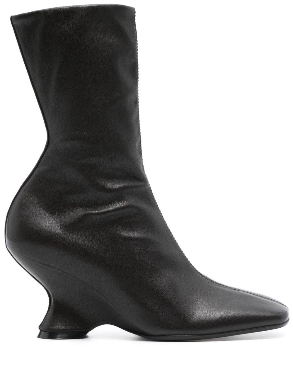 Dries Van Noten Leather Wedge Ankle Boots Shoes