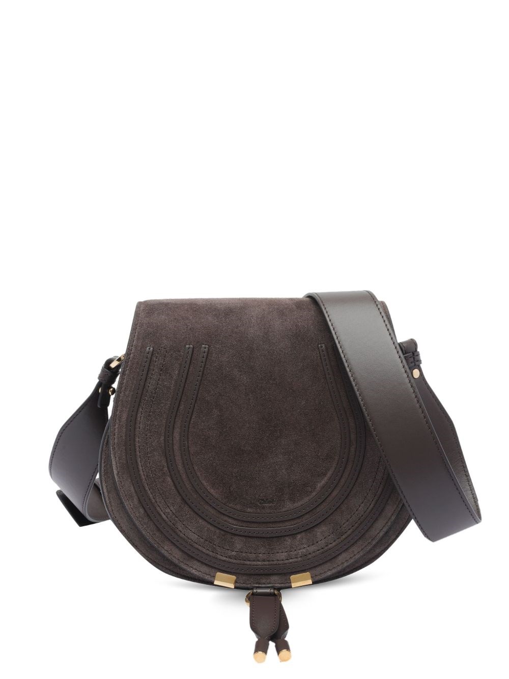 Chloé Saddle Shape Shoulder Bag With Suede Finish In Brown