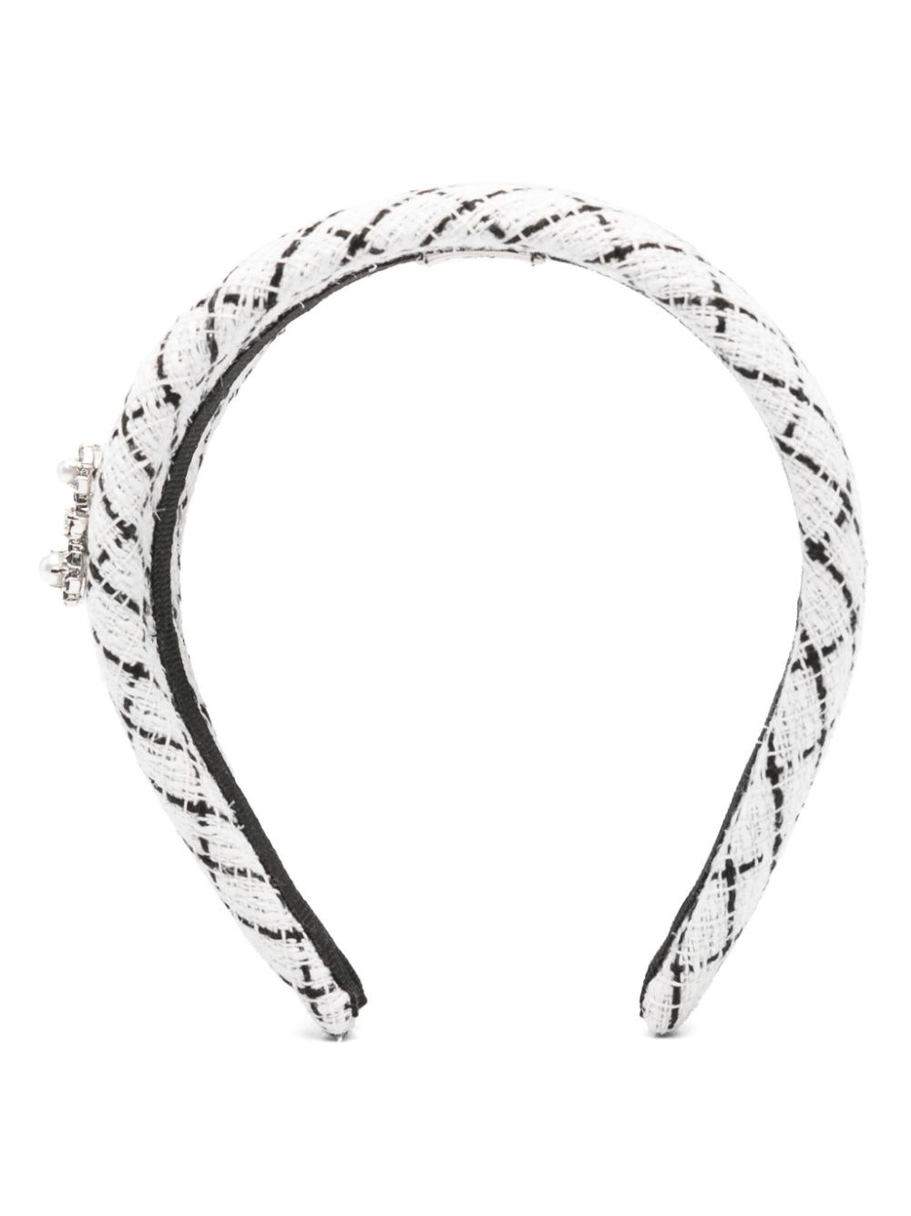 Roger Vivier Checkered Crystal Buckle Embellished Wide Headband
