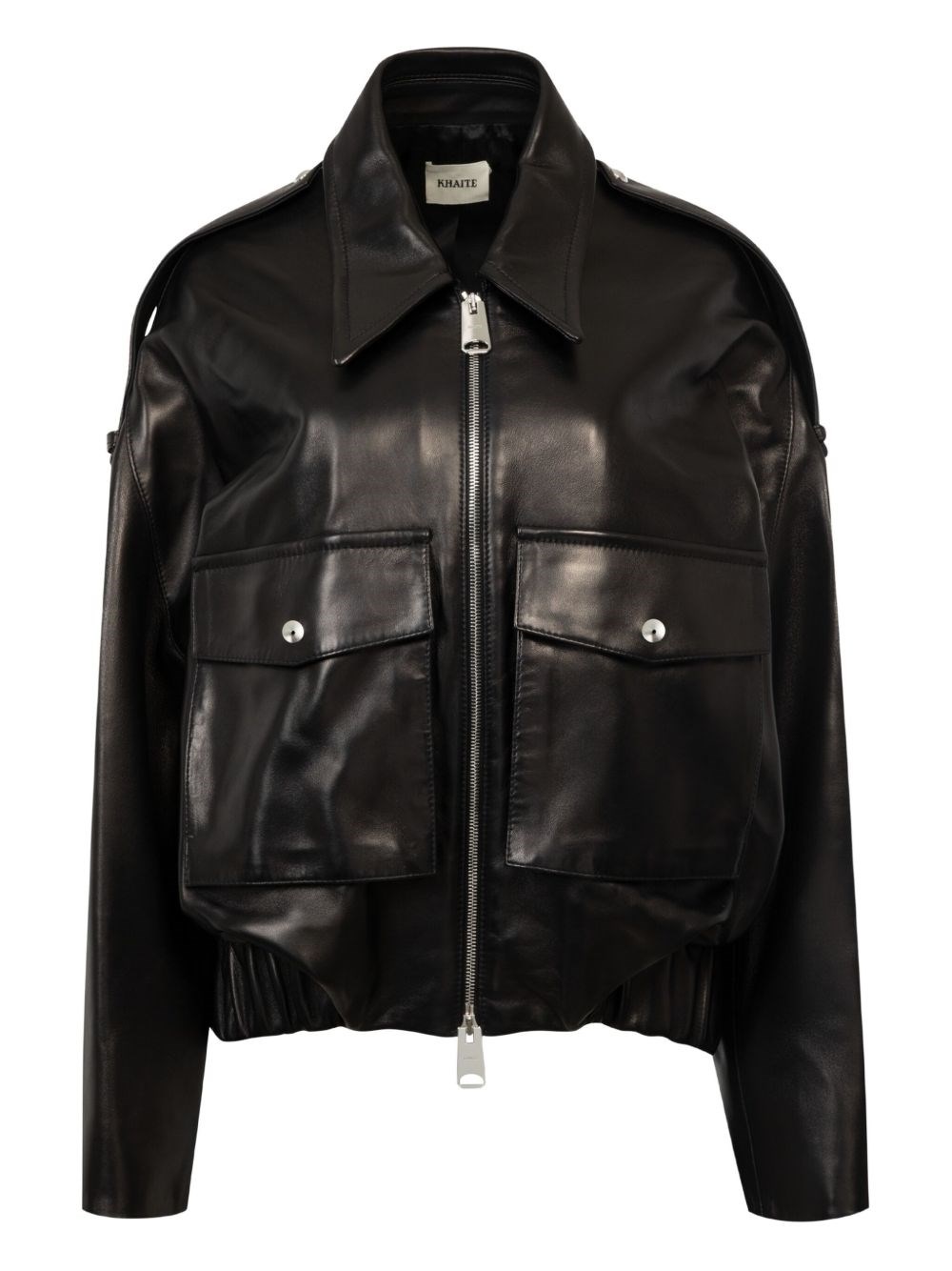 Khaite Owey Zip-up Leather Jacket In Black