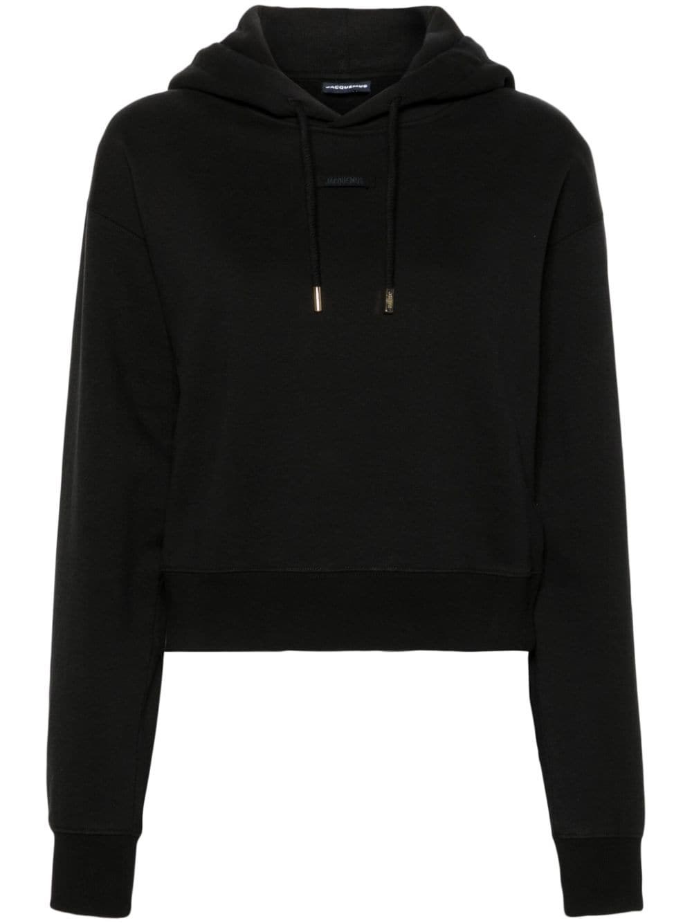 Jacquemus Le Grosgrain Logo Cotton Fleece Crop Hoodie
