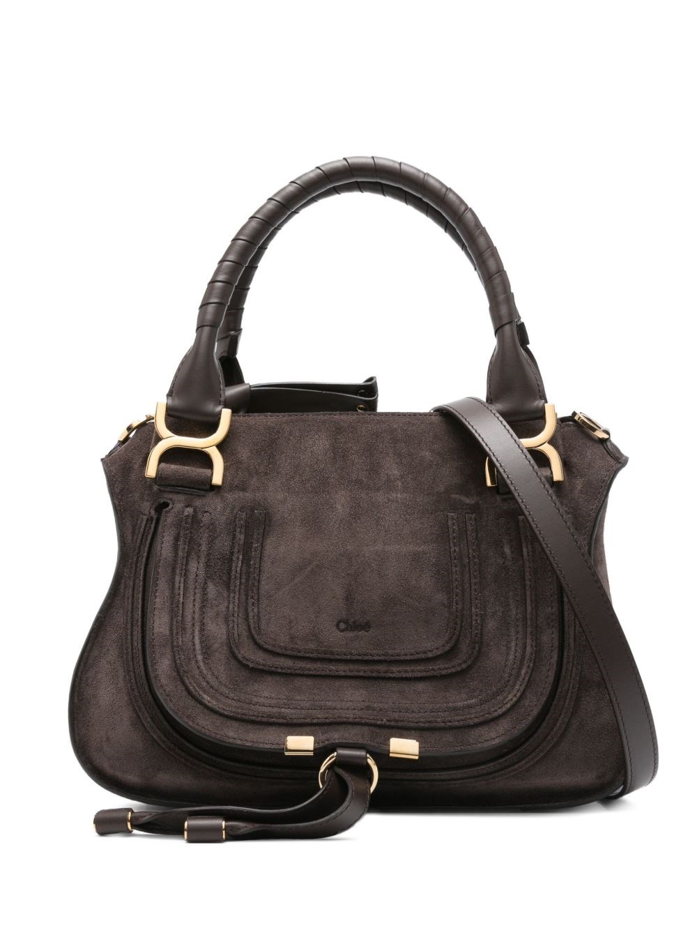 Chloé Women Marcie Small Leather Handbag In Burgundy