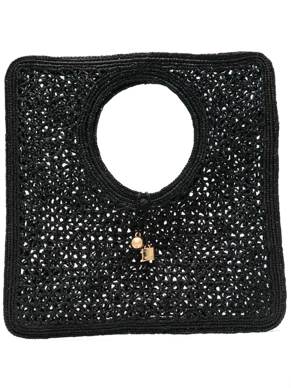 Jacquemus Carre Spiaggia Embellished Braided Raffia Tote