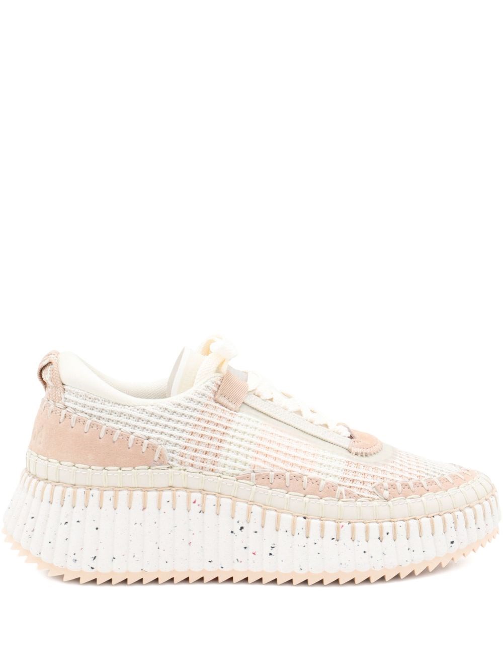 Chloé Nama Mesh Platform Sneakers In Sand