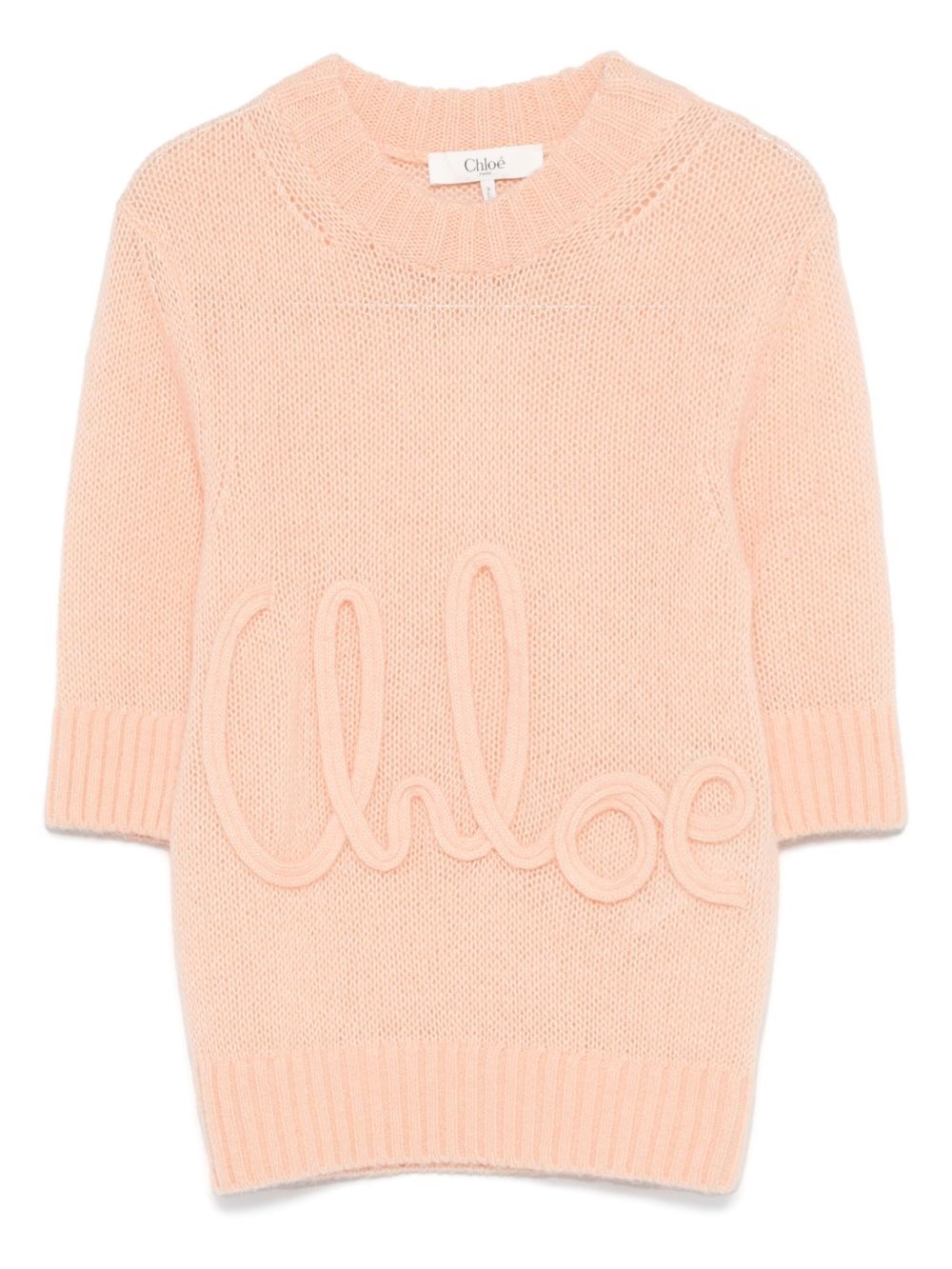 Chloé Wool And Silk Logo-applique Top In Pink