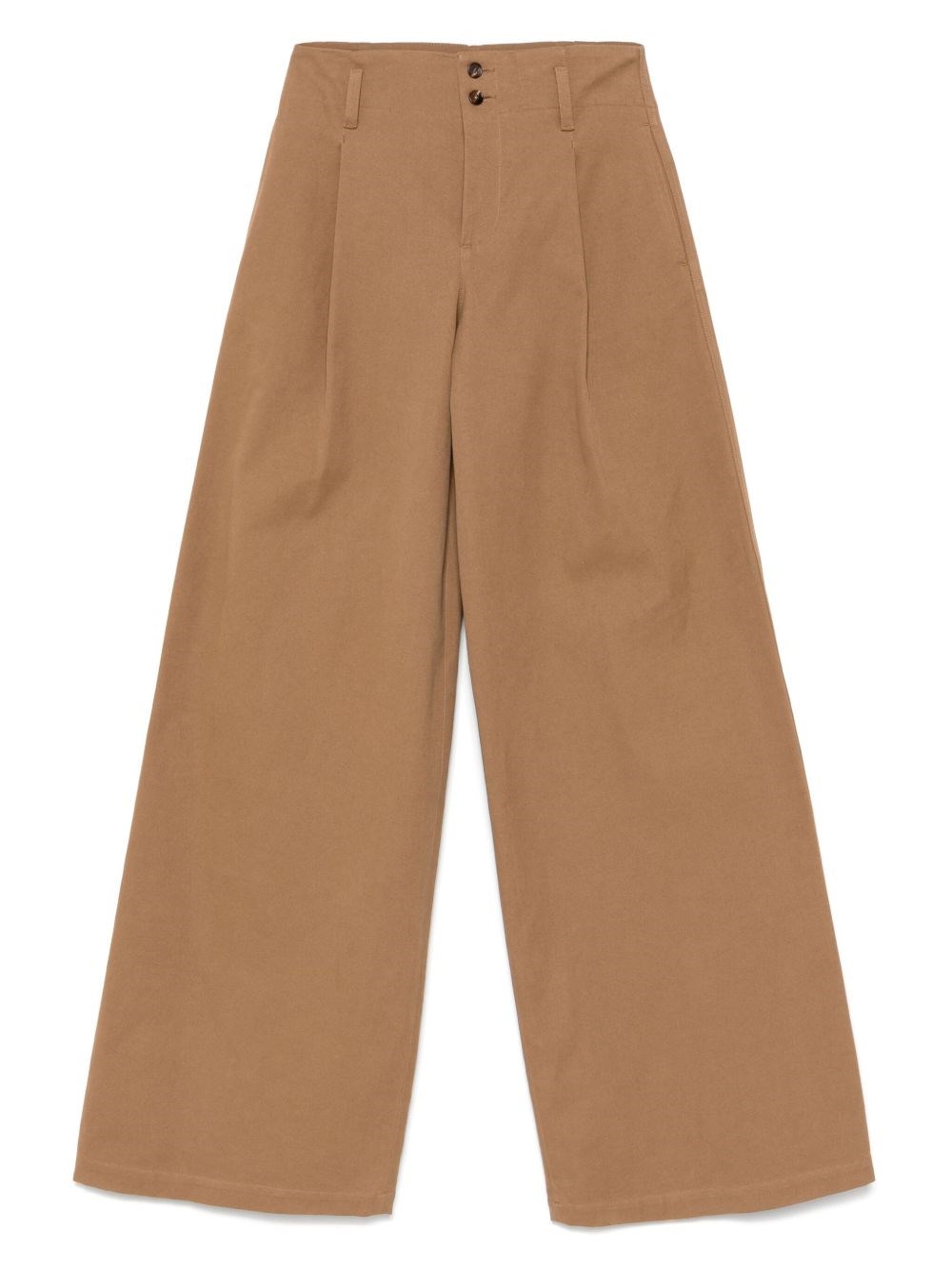 Chloé High-rise And Wide-leg Cotton Canvas Trousers Clothing In Brown