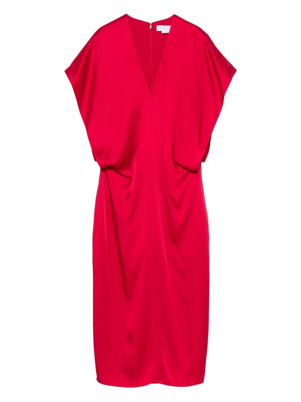 Stella Mccartney Draped Sleeves V-neck Midi Dress In Red