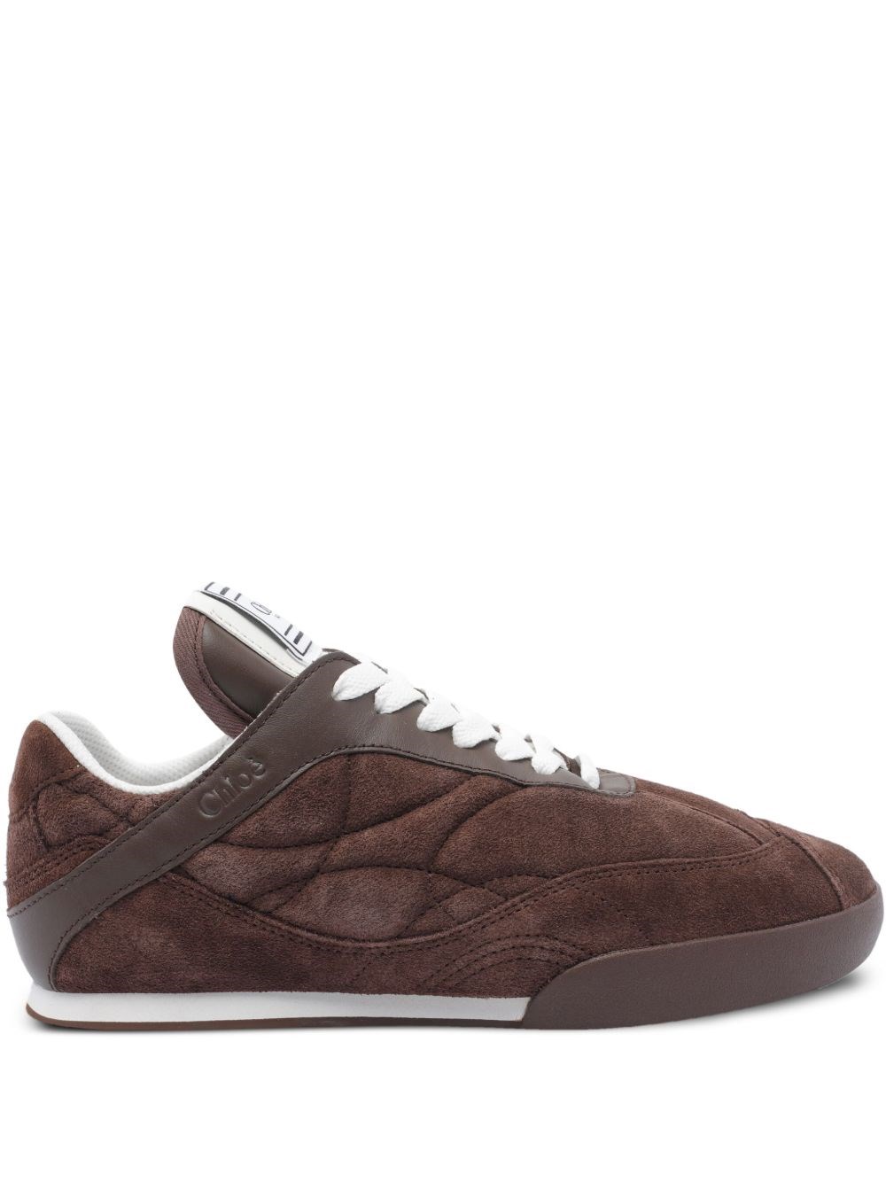 Chloé Kick Leather-trimmed Quilted Suede Sneakers In Brown