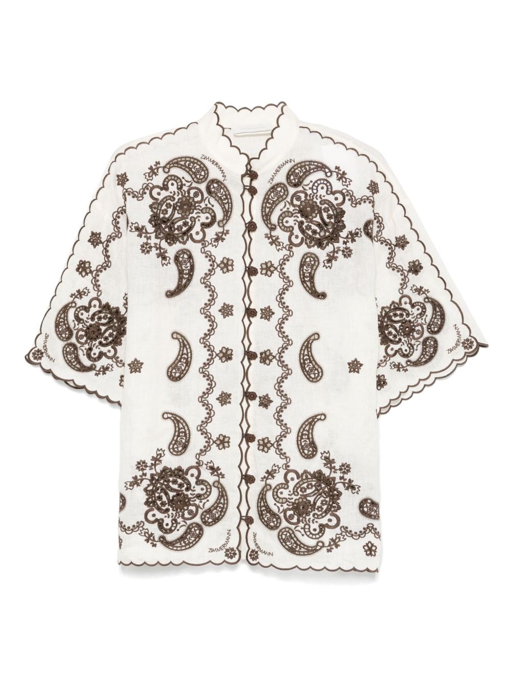 Zimmermann Ascension Embroidered Linen Shirt In White