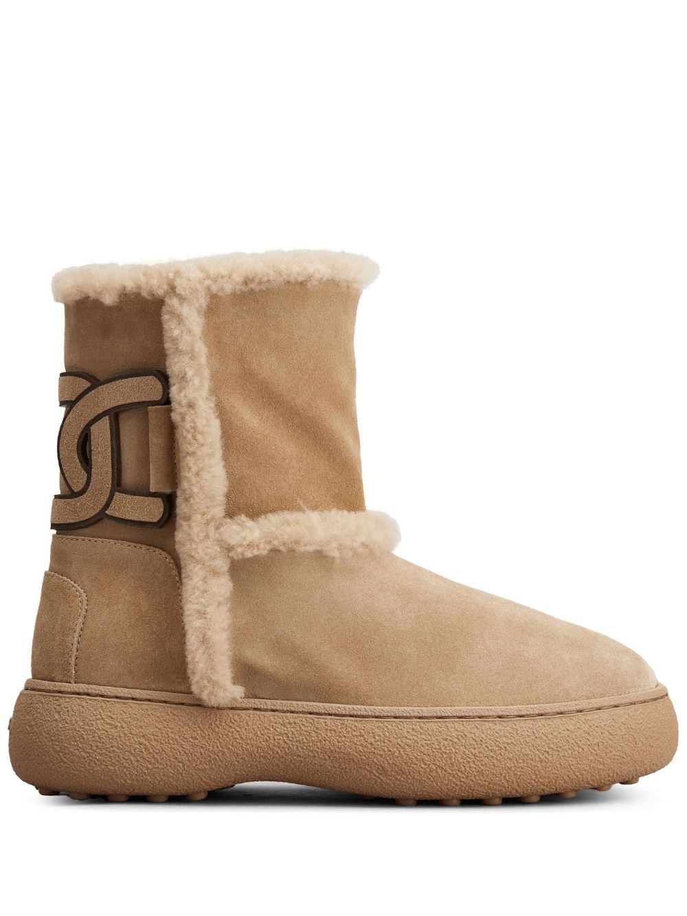 Tod's Logo-patch Suede Boots In Neutral