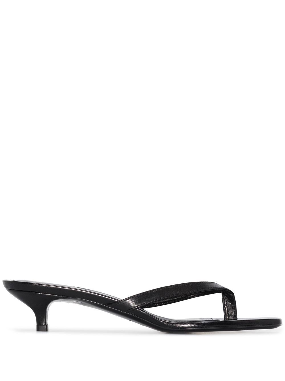 Totême Toteme Black Thong Sandal With Heel In Leather Women In Black