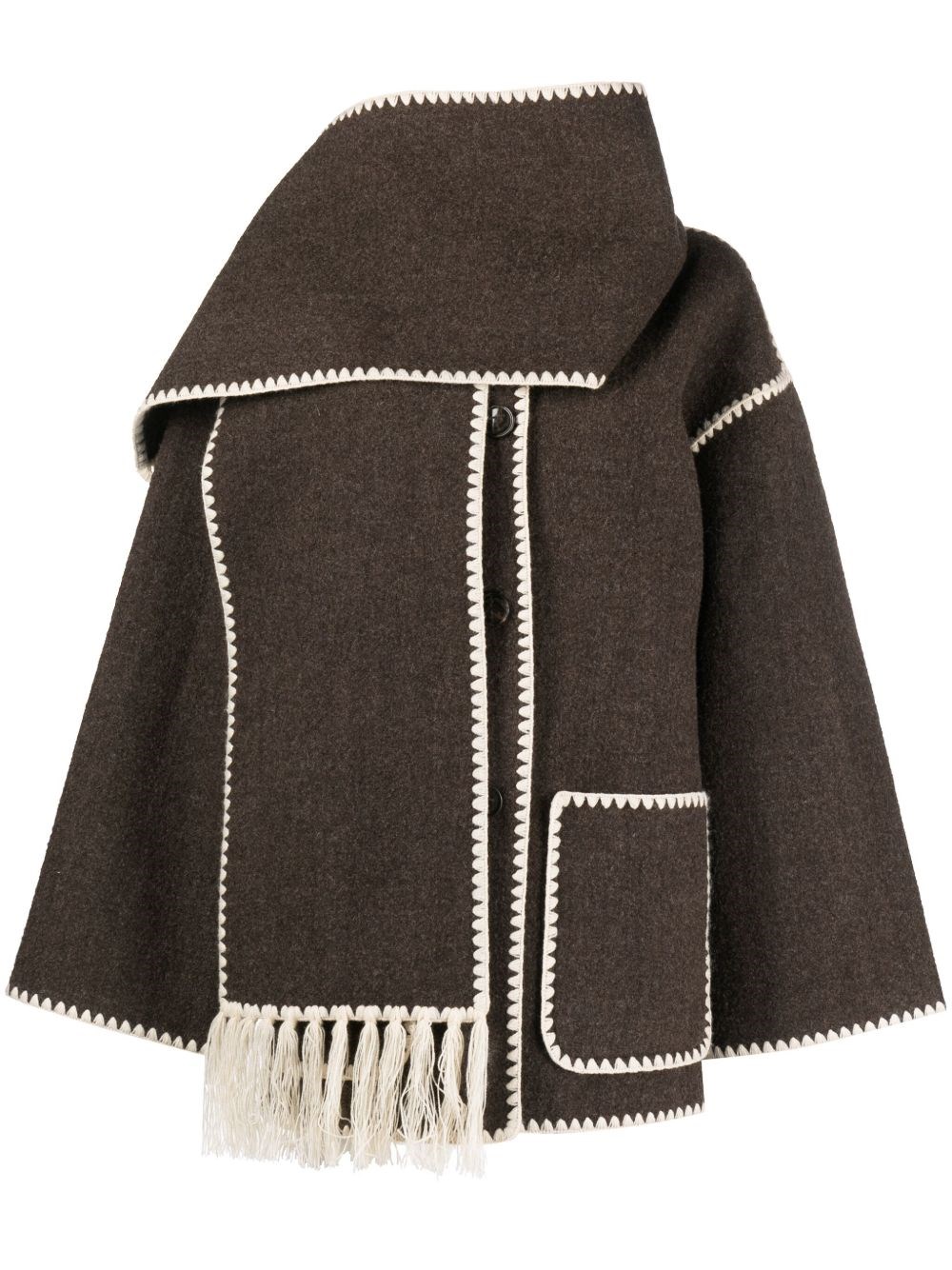 Embroidered Scarf Wool Jacket - TOTEME - Modalova