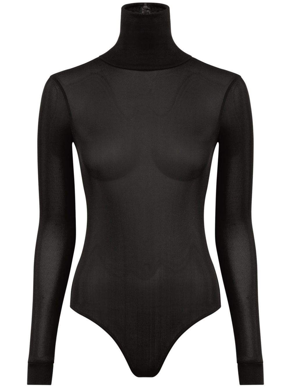 Maison Margiela Transparent High-neck Bodysuit In Black Viscose Jersey