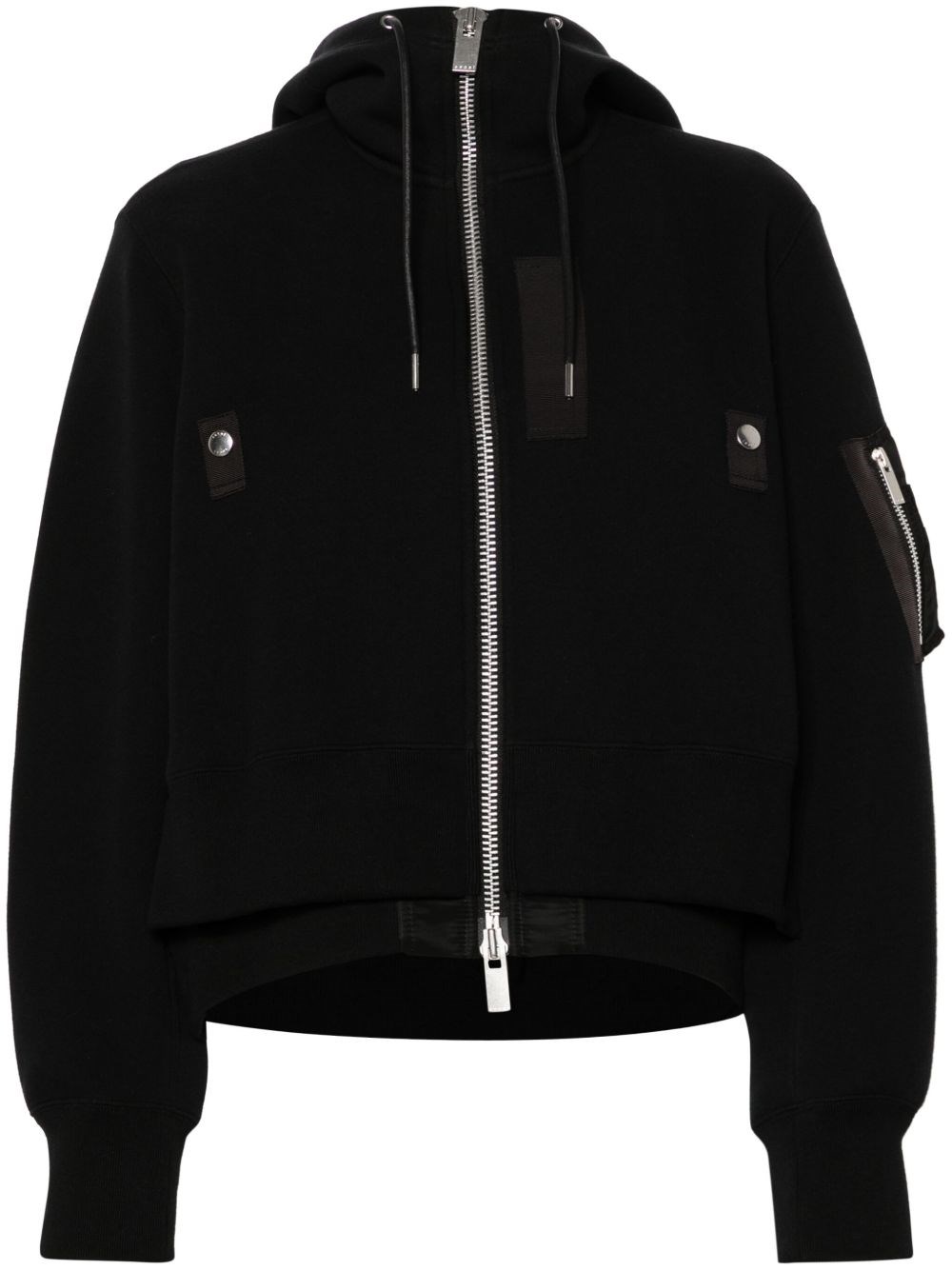 Sacai Cotton And Nylon Hoodie In Black