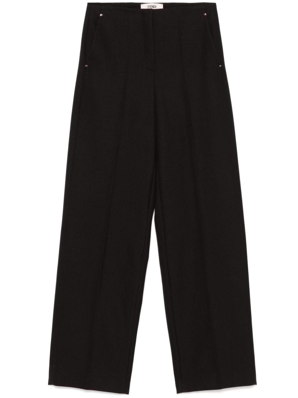 Fendi Wide Leg Wool Trousers - Fendi - Modalova
