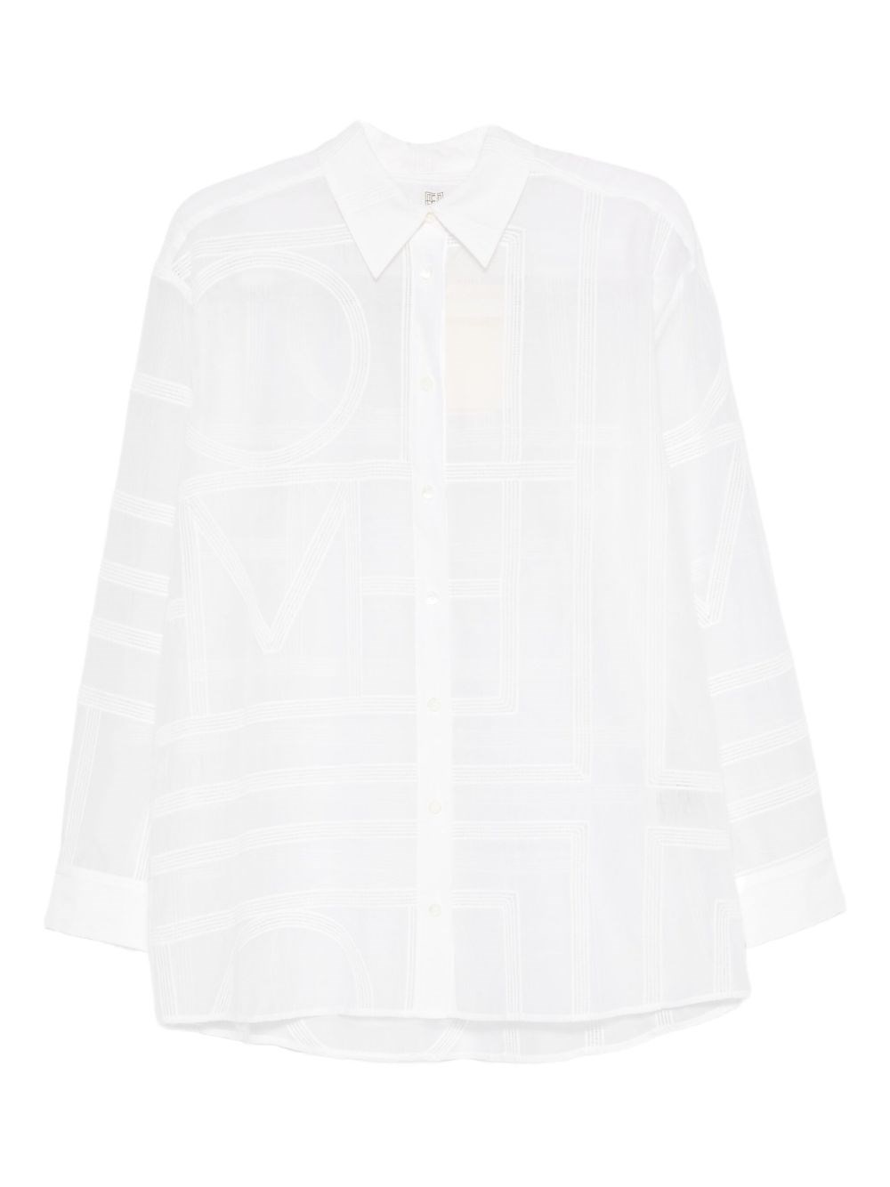 Totême Sheer Geometric Crochet Shirt With Long Sleeves In White